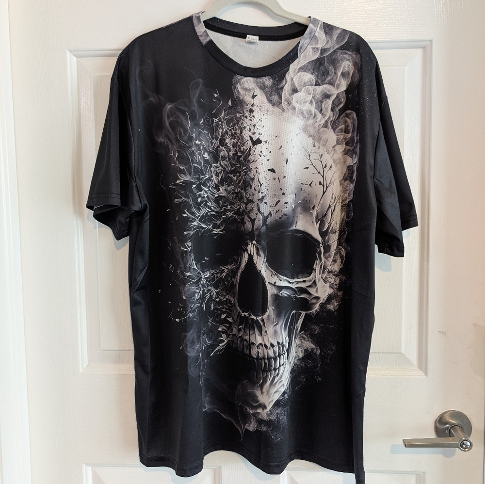 Men's XXL Skull Graphic Short Sleeve Shirt Black 2XL - Picture 2 of 10
